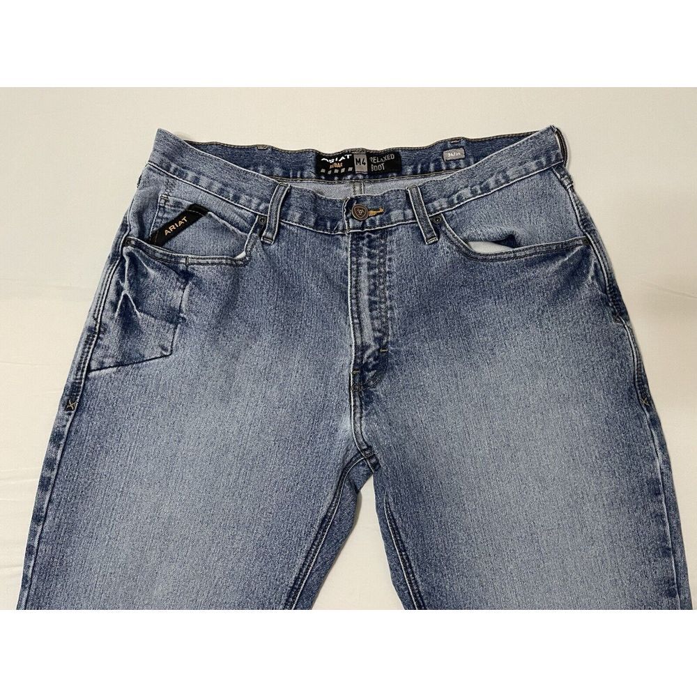 Ariat Rebar M4 Relaxed Boot Jeans Men's Size 34x30 Medium Wash Denim Work - Picture 2 of 6